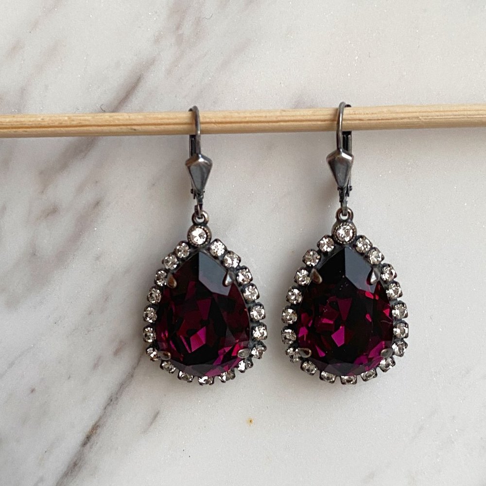 Swarovski Amethyst & Crystal Teardrop Earring